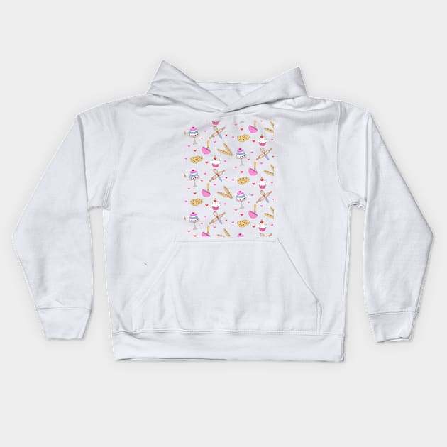 Cute Bakery Pattern Kids Hoodie by Lizzamour